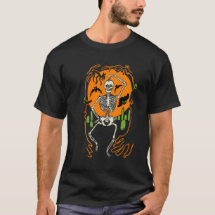 os anos 30 de esqueleto em um t-shirt do cemitéri