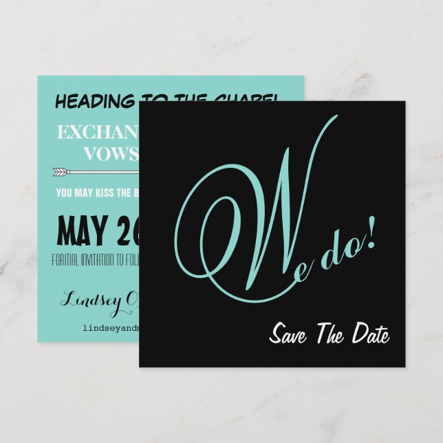 Os Anúncios de Salvar a Data do Casal Feliz (Frente/Verso)