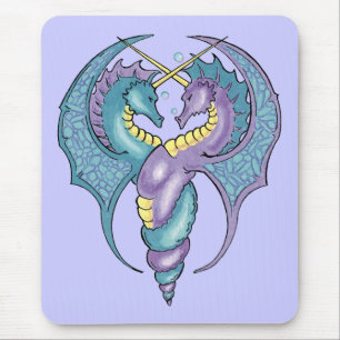 Os cavalos marinhos Mythical entrelaçaram Mousepad