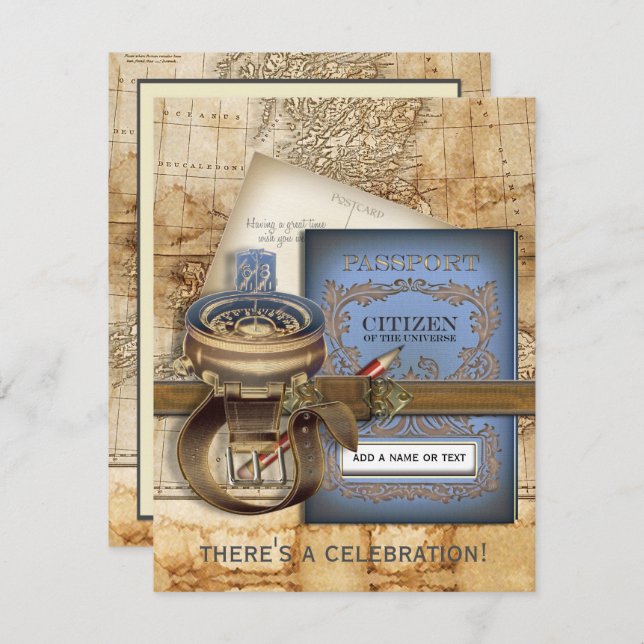 Os Convites de festas de Despedida do Viajante (Frente/Verso)