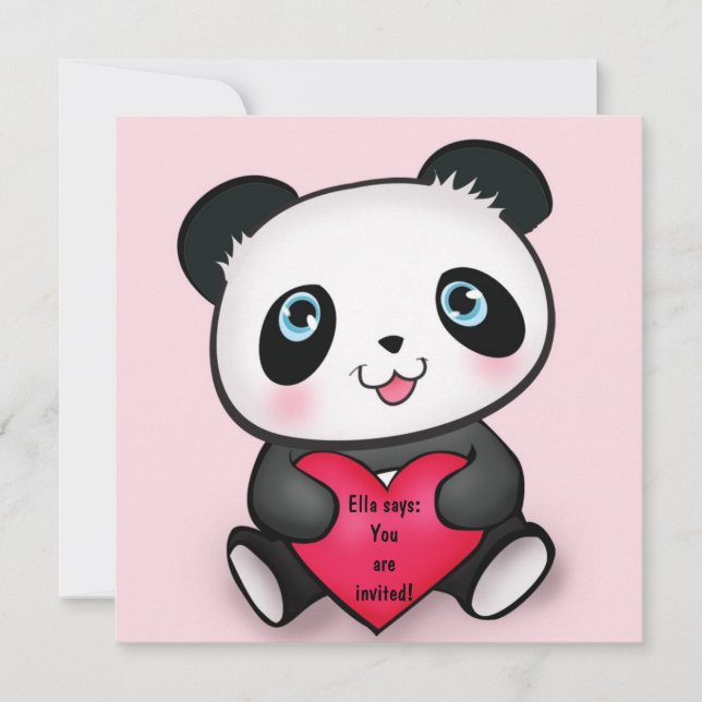 Os convites de festas personalizados da panda (Frente)