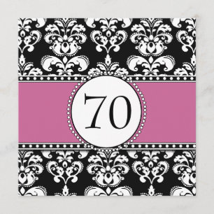 Os convites pretos do aniversário do 70 do damasc
