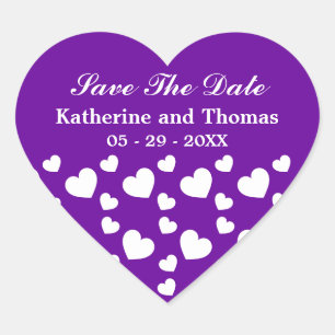 Os corações roxos e brancos salvar as etiquetas 