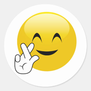 Os dedos cruzaram etiquetas de Emoji