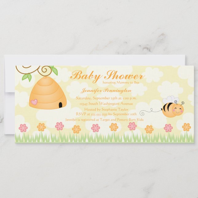 Os desenhos animados doces bumble o convite do chá (Frente)