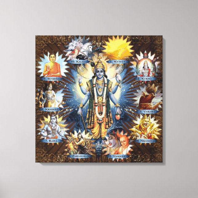 Os Dez Avatares De Vishnu - Canvas (Frente)