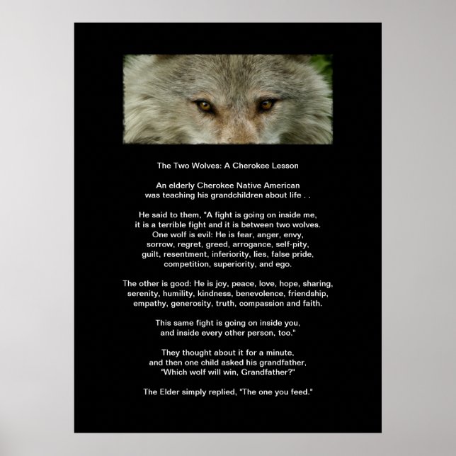 Os dois WOLVES CHEROKEE LESSON Art Poster (Frente)