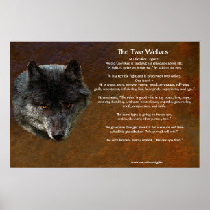 Os dois WOLVES CHEROKEE TALE Art Poster