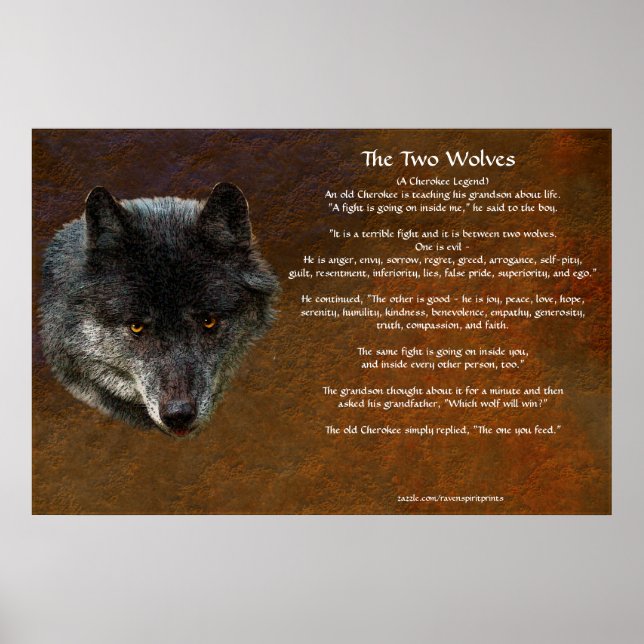Os dois WOLVES CHEROKEE TALE Art Poster (Frente)