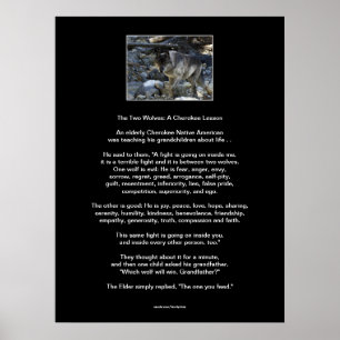 Os dois WOLVES CHEROKEE TALE Art Poster