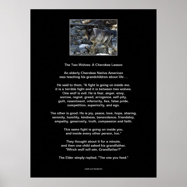 Os dois WOLVES CHEROKEE TALE Art Poster (Frente)