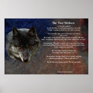 Os dois WOLVES CHEROKEE TALE Art Poster