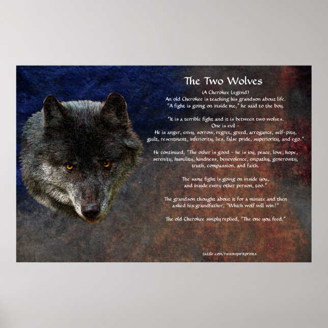 Os dois WOLVES CHEROKEE TALE Art Poster (Frente)