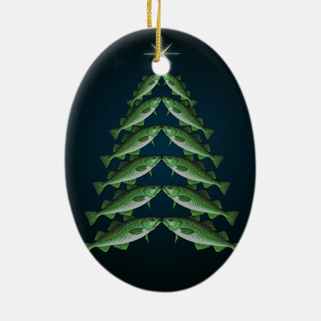 Os doze bacalhaus do ornamento do oval do Natal (Verso)