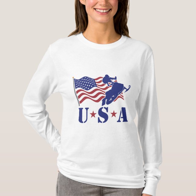 Os EUA Snowmobile o t-shirt longo da Capa (Frente)