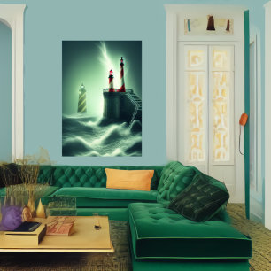 Os faróis do mar   AI Art Poster
