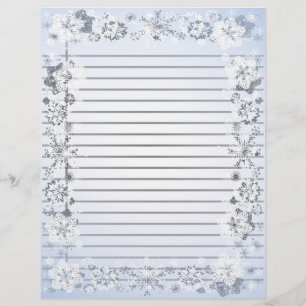 Os flocos de neve limitam o papel de carta