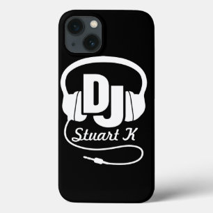 Os fones de ouvido DJ nomeados ipad preto e branco