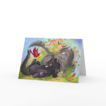 Os gatos, os cardeais e os rosas/obtêm o cartão