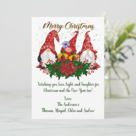 Os Gnomos de Natal Poinsettia Trendy Cartão de Nat