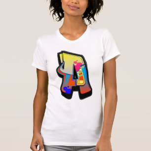 Os grafites do monograma rotulam um t-shirt