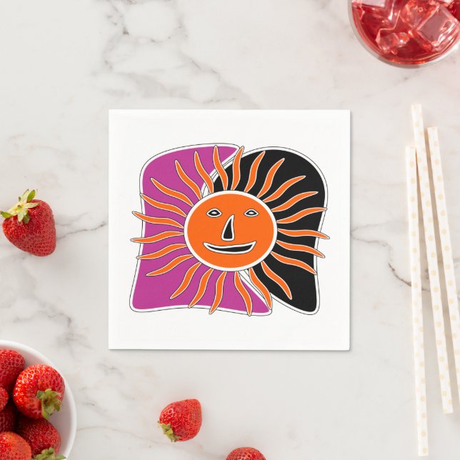 Os guardanapos do rosto do sol sorridente (Insitu)