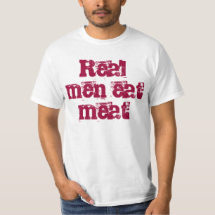 Os homens reais comem o t-shirt da carne