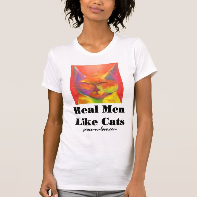 Os homens reais gostam de gatos para t-shirt leves (Frente)