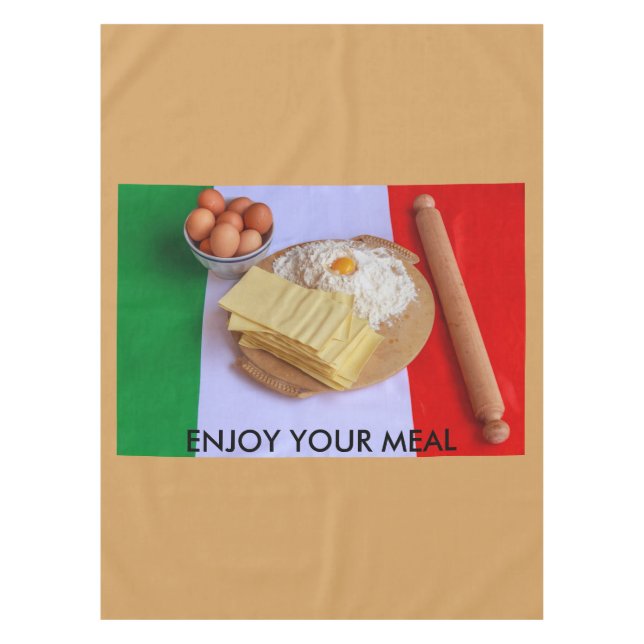 os ingredientes básicos de lasanha toalha de mesa  (Frente)