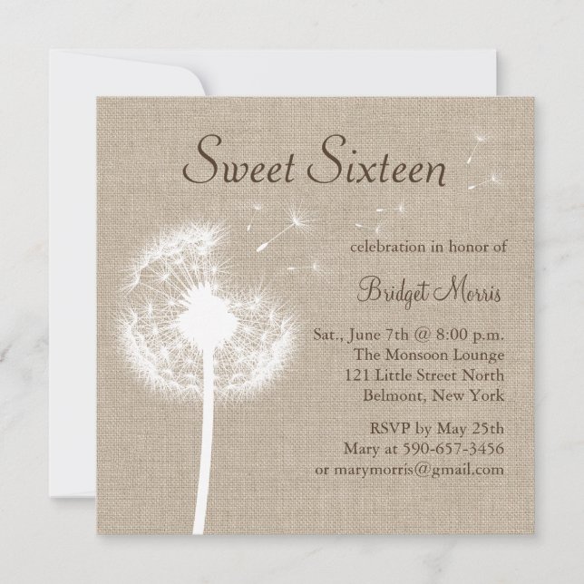 Os melhores votos! sobre o convite aos 16 anos (Frente)