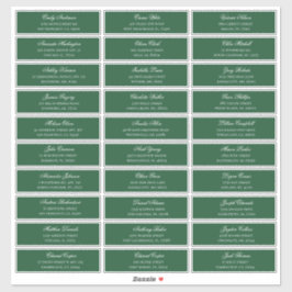 Os nomes verdes dos convidados. Etiqueta de expedi