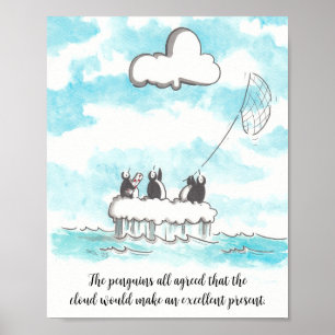 Os Pinguins e o Poster da Parede da Nuvem