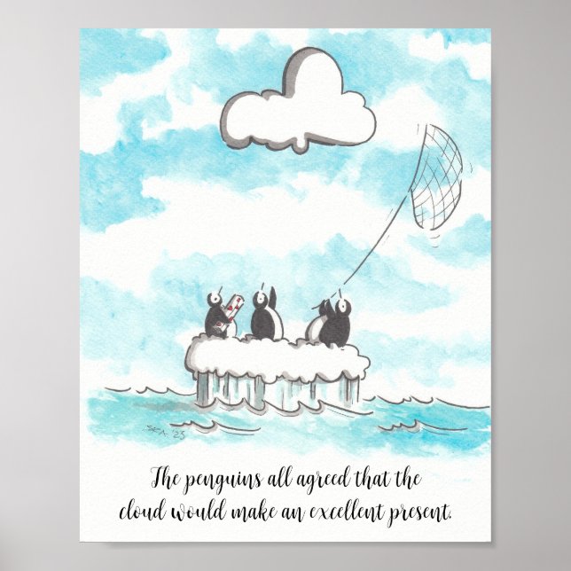 Os Pinguins e o Poster da Parede da Nuvem (Frente)