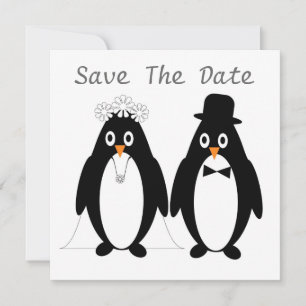 Os pinguins salvar o convite da data