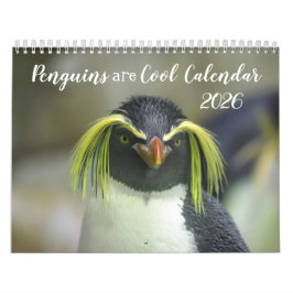 Os pinguins são o calendário Legal 2025 com descri
