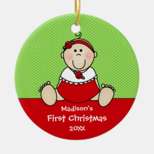 Os primeiros enfeites de natal do bebê bonito do