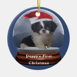 Os primeiros enfeites de natal do filhote de