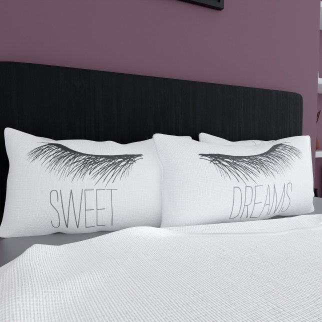 Os sonhos suaves e pretos lançam Travesseiro (Sweet Dreams! A pair of eyelash pillowcases perfect for you. )