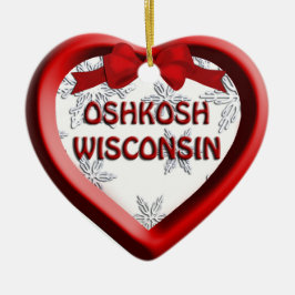 Oshkosh Wisconsin Heart Enfeites de natal