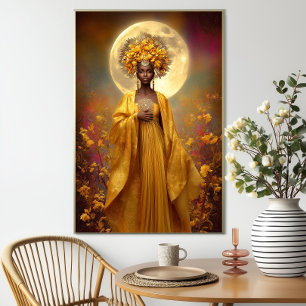 Oshun Impressão Luxury Arte Floral Amarelo Ai Míst