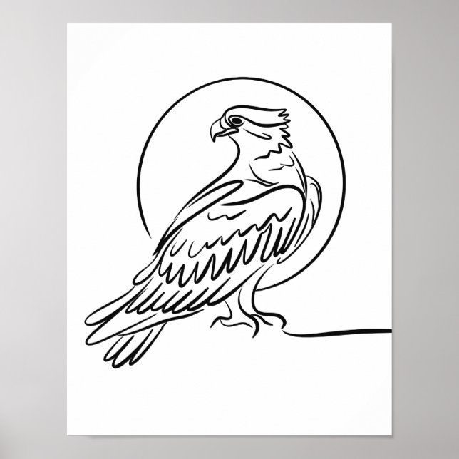 Osprey Bird of Prey Line Art Poster Irish Willife (Frente)