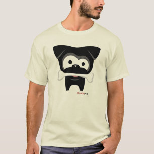 Osso preto do Pug! T-shirt (cores claras)