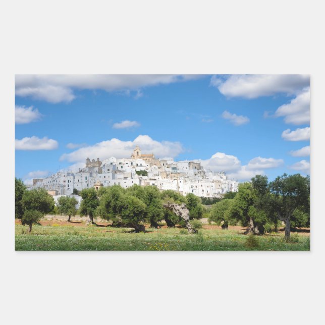 Ostuni, cidade branca, autocolante retangular Pugl (Frente)