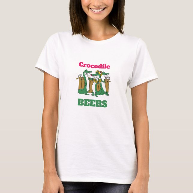 ÓTIMO! T-Shirt Crocodile BEERS - Engraçado (Frente)