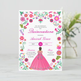 Otomi Embroiderme Princesa Quinceañera Convite