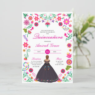 Otomi Embroiderme Princesa Quinceañera Convite