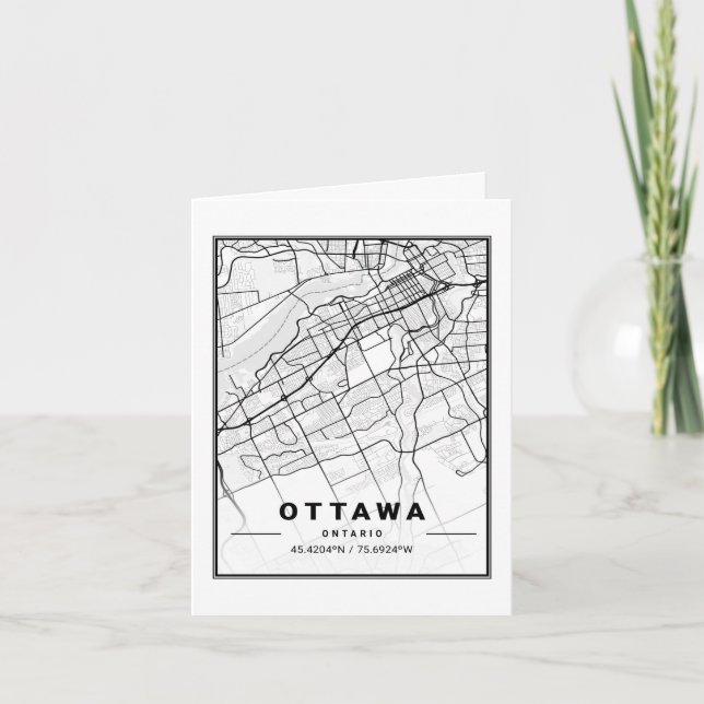 Ottawa Ontario Canadá - Cartão de Mapa da Cidade V (Frente)