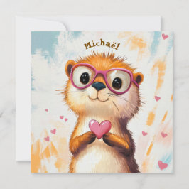 Otter Valentine's Day Heart Kids School