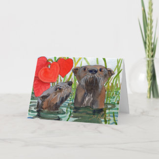 Otters. Um cartão de aniversário para amantes de l