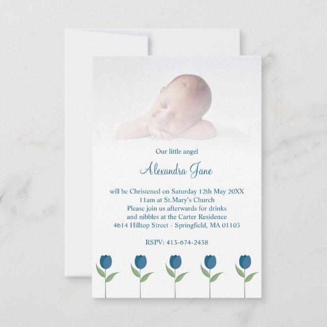 Our Little Angel Quote for Baby Baptism with Tulip (Frente)